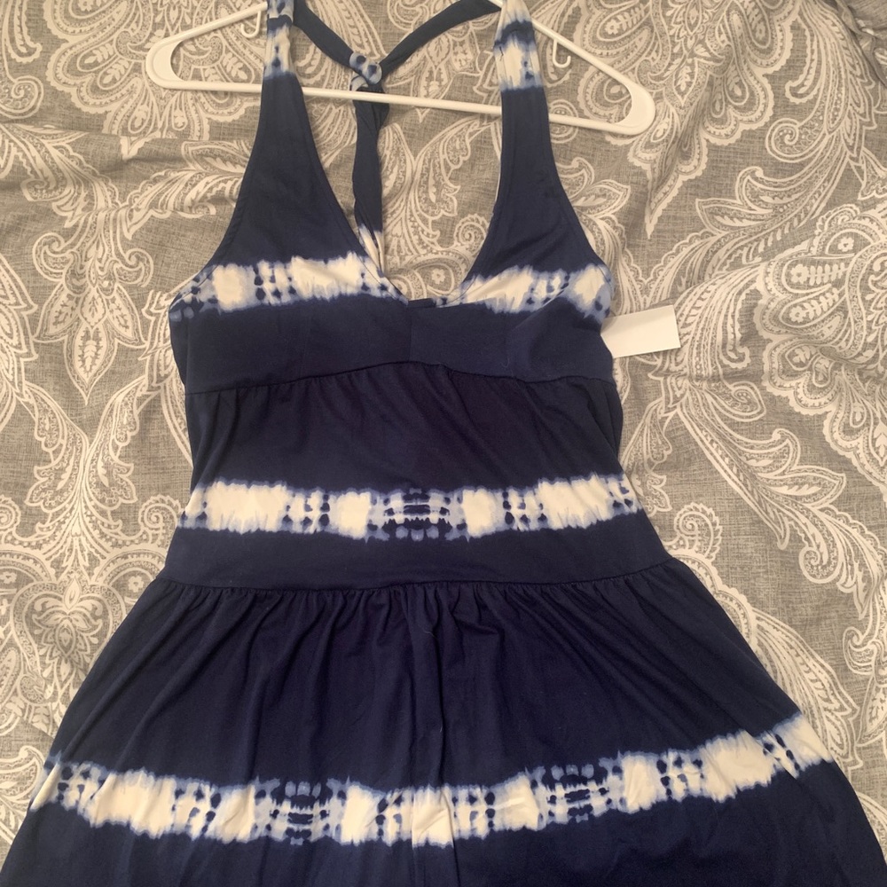 Open back halter dress